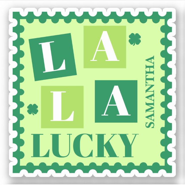 Pegatina La La Lucky St. Patrick’s Day Custom Name (Anverso)