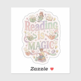 Pegatina La lectura es magia - amante de los libros leyendo