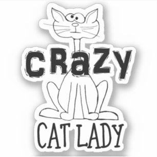 Pegatina La loca dama del gato