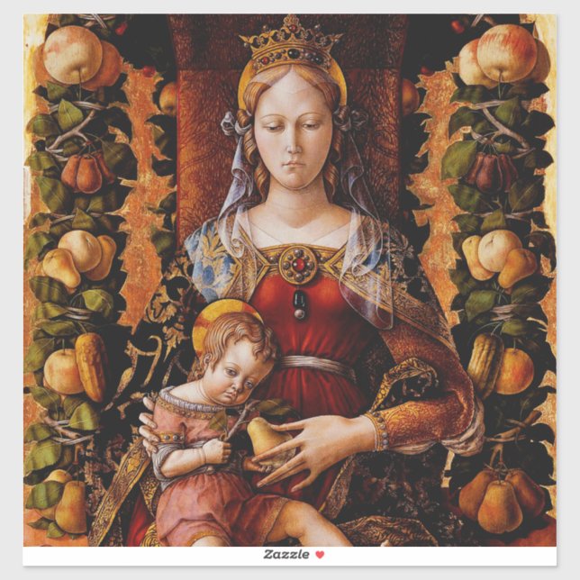 Pegatina La Madonna della Candeletta de Carlo Crivelli (Hoja)