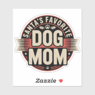 Pegatina La mamá perruna favorita de Santa - Insignia retro