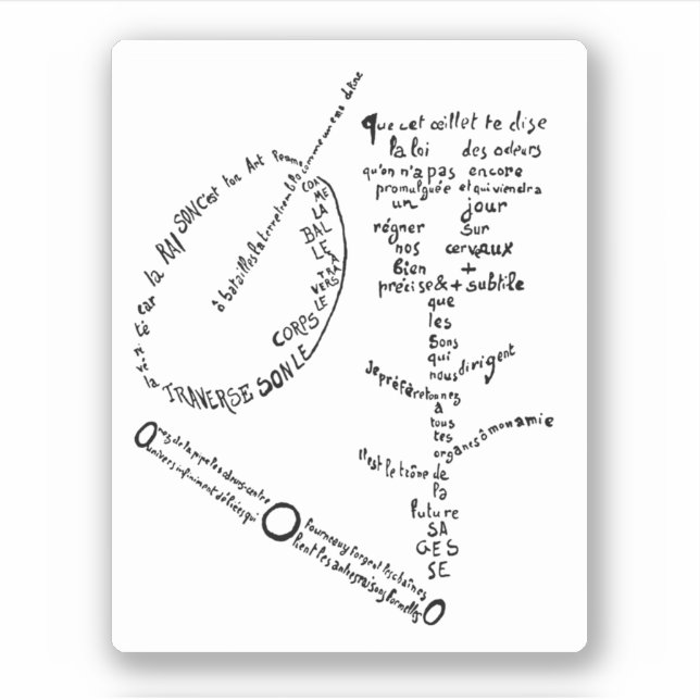 Pegatina La Mandoline, l'oeillet et le bambou, Apollinaire (Anverso)