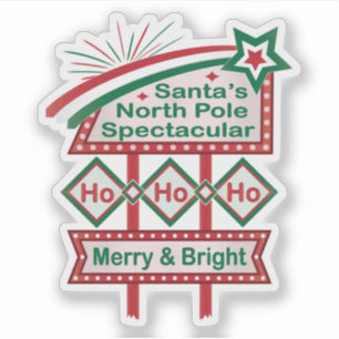 Pegatina La marquesina retro de Santa – Ho Ho Ho Alegre y B