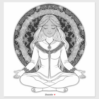 Pegatina La meditación de la mujer