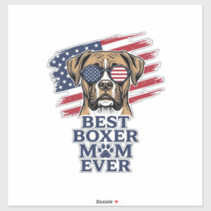 Pegatina La Mejor Camiseta Patriótica para Perros Boxer Mam
