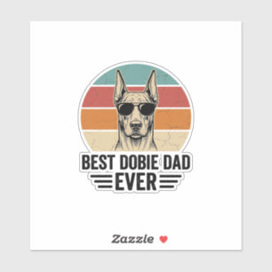 Pegatina La Mejor Camiseta Vintage de Doberman para Papá Do