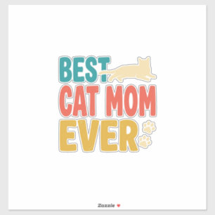 Pegatina La Mejor Mamá de Gatos Vintage Diseño de Amante de