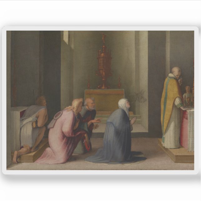 Pegatina La milagrosa comunión de Santa Catalina de Siena (Anverso)