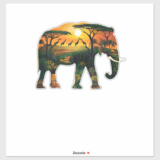 Pegatina La naturaleza del Elefante Africano Sunset Safari 