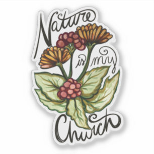 Pegatina La naturaleza es mi iglesia Pagan Green Witch Drui