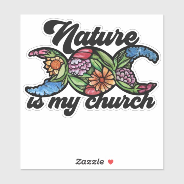 Pegatina La naturaleza es mi iglesia Triple luna Bruja Verd (Hoja)