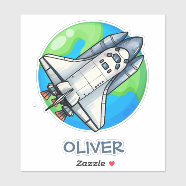 Pegatina La nave espacial corta alrededor de la Tierra (Hoja)