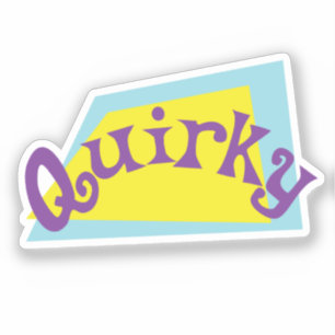 Pegatina La palabra Quirky en formas y colores retro