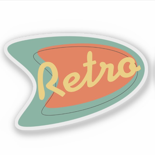 Pegatina La palabra retro en estilo de medio siglo (Anverso)