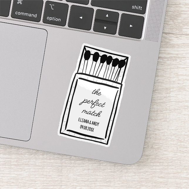 Pegatina La pareja perfecta Doodle Romántica Matrimonio Per (Detalle)