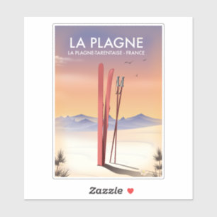 Pegatina La Plagne, La Plagne-Tarentaise, poster de esquí d