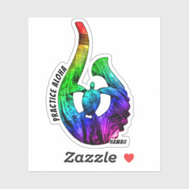 Pegatina La práctica hawaiana Aloha Honu Tribal Hook NeonRa