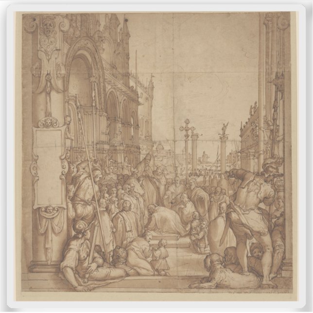 Pegatina La presentación de Barbarossa al Papa Alejandro II (Anverso)