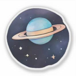 Pegatina La radiación de Saturno en acuarela