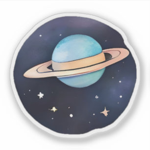 Pegatina La radiación de Saturno en acuarela