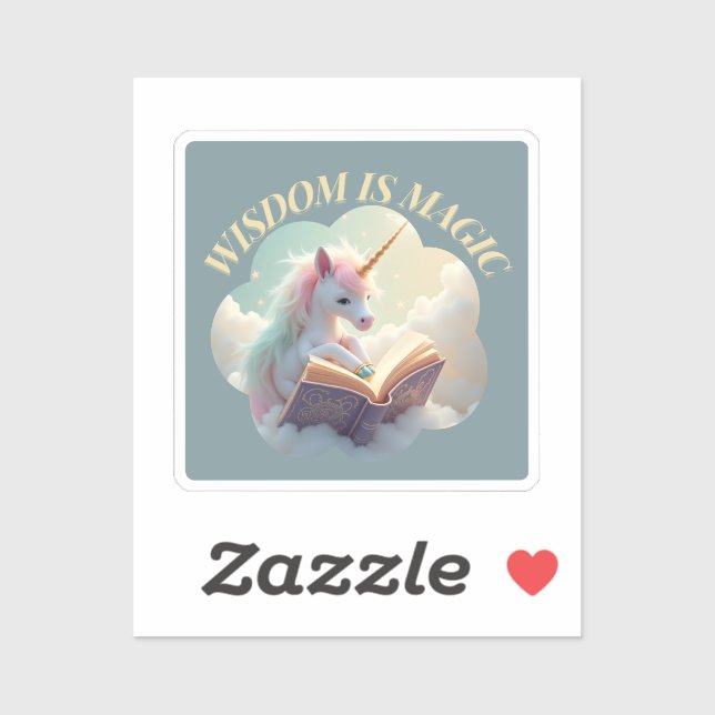 Pegatina La Sabiduría Es Magia - Cute Unicornio (Hoja)