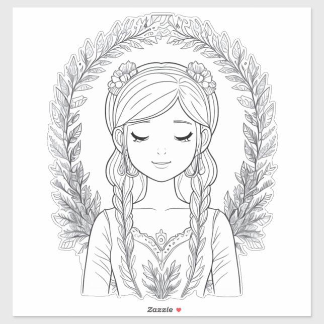 Pegatina La serenidad en el abrazo de la naturaleza (Hoja)