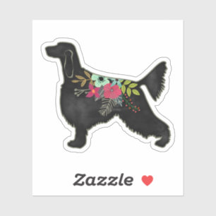 Pegatina La silueta floral bohemiana de perro sepultante ir