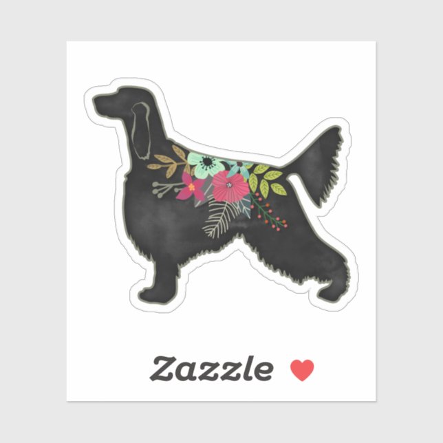 Pegatina La silueta floral bohemiana de perro sepultante ir (Hoja)
