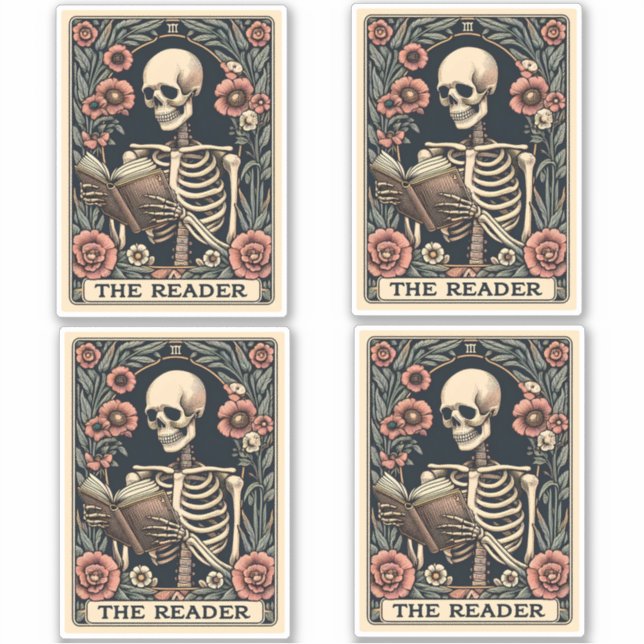 Pegatina La tarjeta de lector Skeleton Tarot (Anverso)