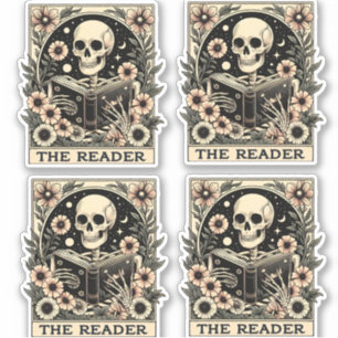Pegatina La tarjeta de lector Skeleton Tarot
