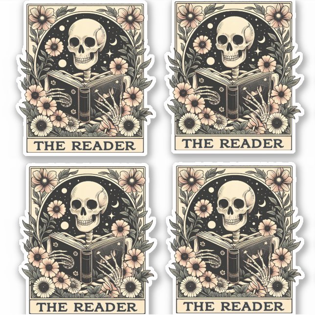 Pegatina La tarjeta de lector Skeleton Tarot (Anverso)