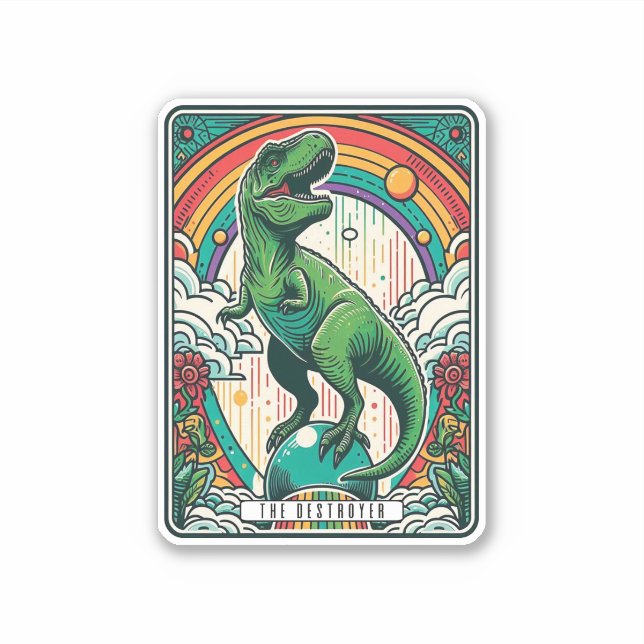 Pegatina La tarjeta de tarot T-Rex Destructor (Anverso)