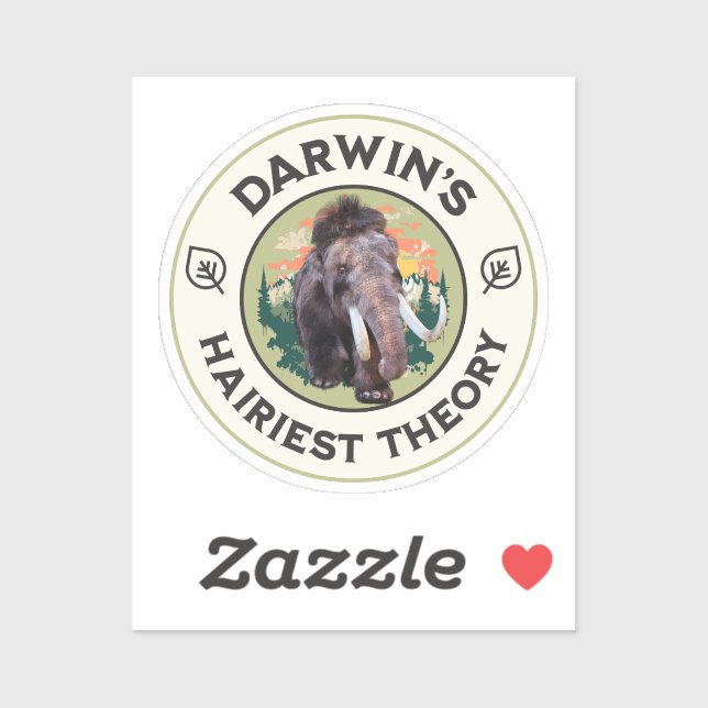 Pegatina La teoría más peluda de Darwin Mamut lanudo  (Hoja)