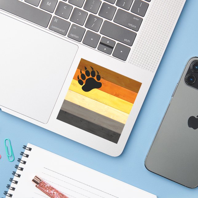 Pegatina La textura del suelo de madera de la bandera del O (Ordenado portátil con iPhone)