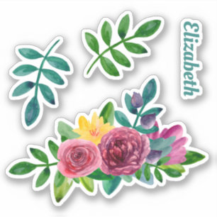 Pegatina La vegetación acuática floral. Flores y follaje