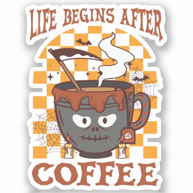 Pegatina La vida comienza después del café (Anverso)