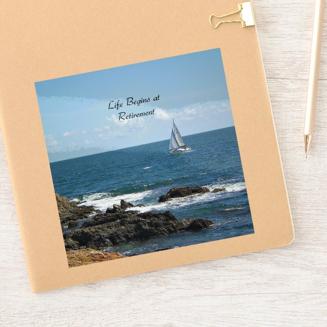 Pegatina La vida comienza en la jubilación, navegando, (Cuaderno)