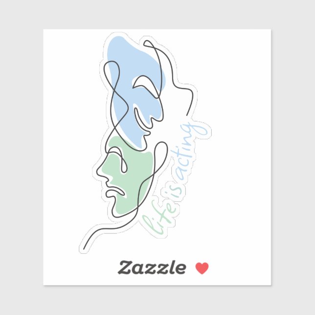 Pegatina La vida del Personalizado de las máscaras dramátic (Hoja)