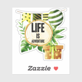 Pegatina La Vida Es Aventura - Fiesta Verde y Dorada de la 