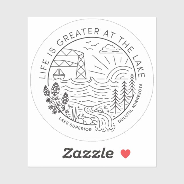 Pegatina La vida es mayor en el lago - Negro (Hoja)