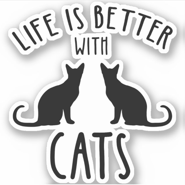 Pegatina La Vida Es Mejor Con Los Gatos (Anverso)