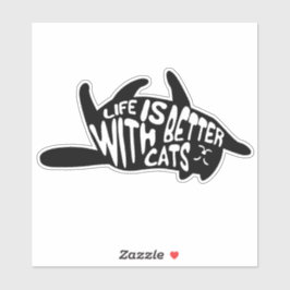 Pegatina La vida es mejor con los gatos | Tipografía divert