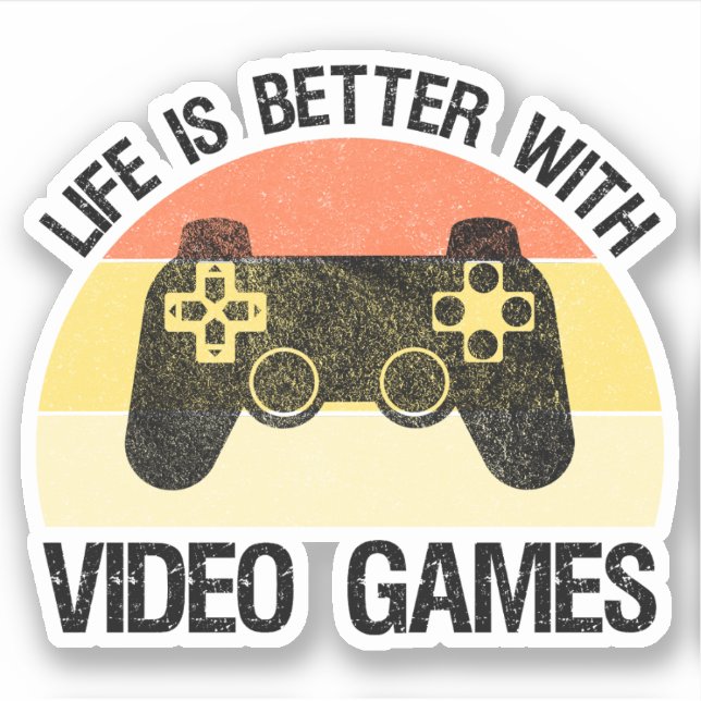 Pegatina La vida es mejor con los videojuegos (Anverso)
