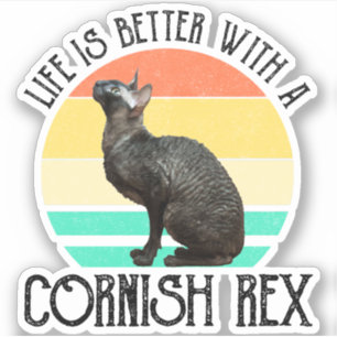 Pegatina La vida es mejor con un Cornish Rex