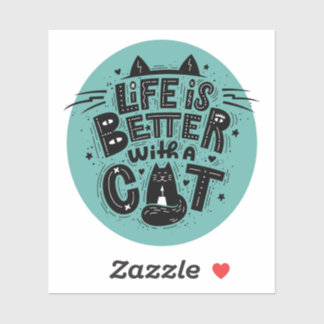 Pegatina La vida es mejor con un gato