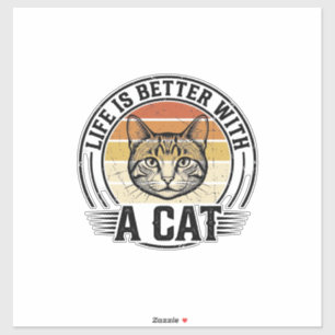 Pegatina La vida es mejor con un gato Diseño de camiseta vi