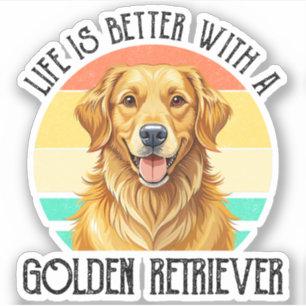Pegatina La vida es mejor con un Golden Retriever