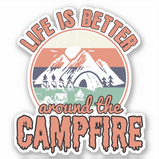 Pegatina La vida es mejor en torno a los regalos de Campfir (Anverso)