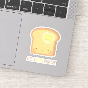 Pegatina La vida linda es mantequilla con usted retruécano