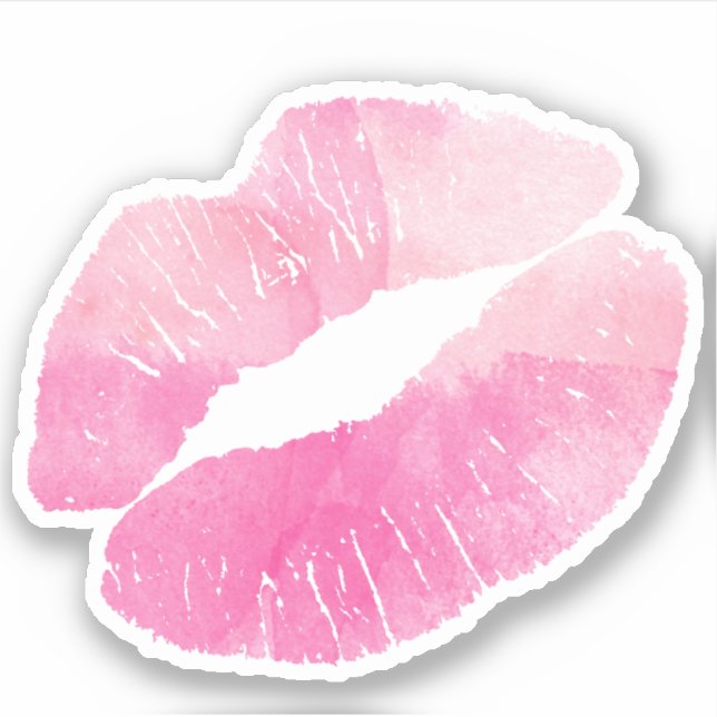 Pegatina Labios de color de agua rosada (Anverso)